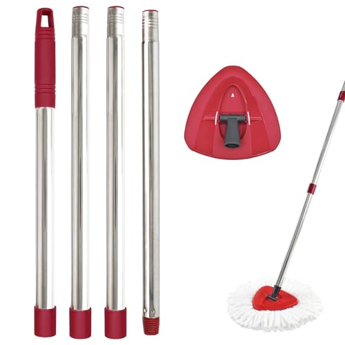 Mop Handle for Ocedar, Mop Handle for O Cedar, Spin Mop Replacement Handle for O Cedar, 4-Section Spin Mop Handles and Base for Ocedar, 30" to 58" Mop Stick Pole Handle and Base for Ocedar Spin Mop
