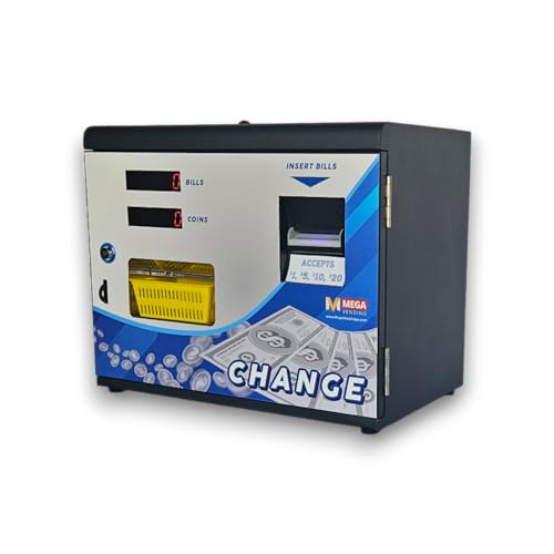 Generic Dollar Bill Changer Machine – Front Door Bill to Coin Change Machine Black, Slots, Arcades, Laundry Stores Accepts Various Denominations to Dispense US Quarters/Tokens – Fits 3000 Coins
