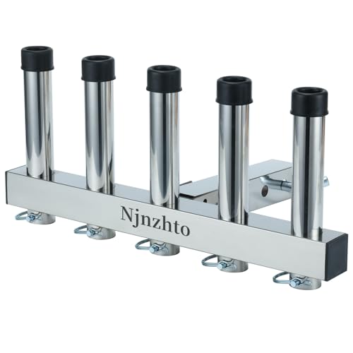 Njnzhto Stainless Steel Hitch Fishing Rod Holder,Hitch Mount Rod Holder,One Piece Welding, with Buffer Foam,5 Link Tube for 2" Hitch Receivers with Anti Drop Quick Release Pin,Rod Rack for Hitch
