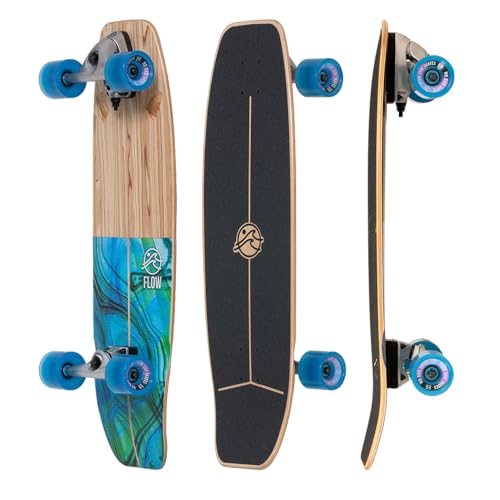 Flow Surf Skates Cruiser - 32"x10" 7-Ply North American Maple Deck with Exotic Veneer, Carving Truck, Fully Assembled, Supports up to 275 lbs for Surf-Like Carving