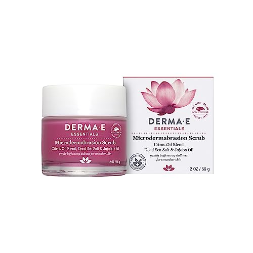 DERMA E Microdermabrasion Scrub with Dead Sea Salt & Citrus Essential Oils – Facial Exfoliating Scrub Smooths, Revitalizes and Renews – Ideal for Scars and Wrinkles, 2oz