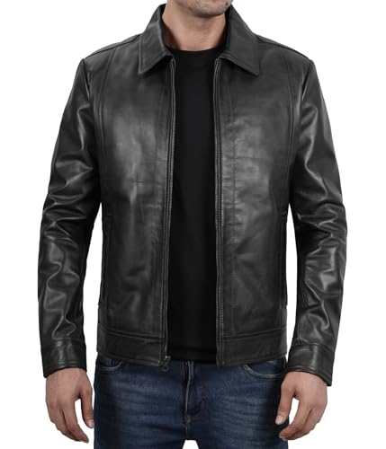 Blingsoul Real Lambskin Black Leather Jacket for Men | [1103534] Wick Black, L