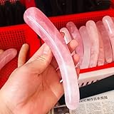 Sudemota Natural Crystal Rough 1PC Natural Curved Rose Quartz Stone Massage Yoni Pink Crystal Wand 170mm-180mm for Women Healthy Healing