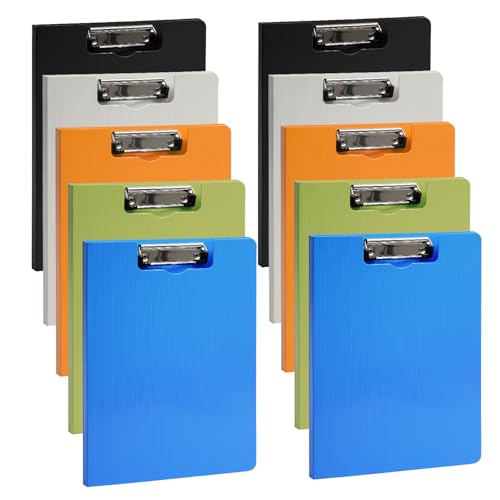 MUYICS 10 Pack Foldable Clipboards, A4 Clipboard Folder with Pocket, File Cover Office Folder Clipboard, 360 Degree Foldable Storage Clipboards for Office, School or Medical Field(5 Colors)