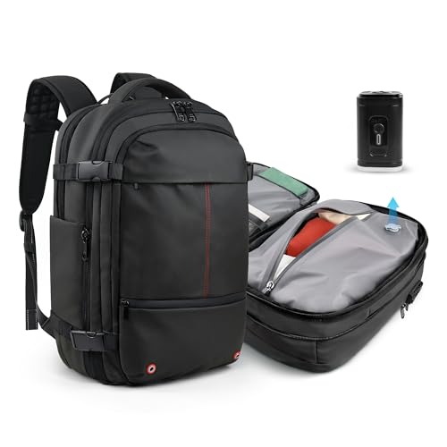 travel inspira Airback Backpack for Travel, 60L Expandable Vacuum Backpack with Electric Vacuum Pump, Water-Resistant & TSA Anti-Theft for Airplane Vacuum Seal Compression Air-Seal Bag for Travel