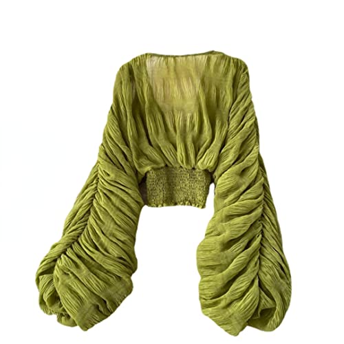 Bell Sleeve Tops for Women Dressy Tops for Evening Wear Lace Blouses for Women (Green,One Size,One Size)