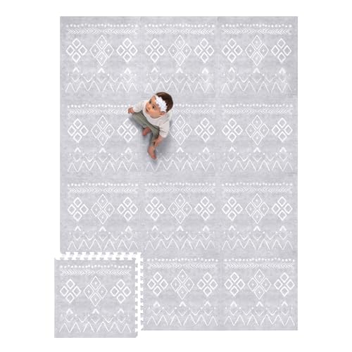 Lillefolk Baby Foam Play Mat - Baby Playmat | Tiles for Kids Interlocking Mat - Foam Baby Mat for Babies & Toddlers - Non Toxic Play Mat for Baby Tummy Time Mat 8x6ft Gray