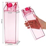 yarlung Set of 4 Milk Carton Water Bottle, 34 Oz Colorful Clear Plastic Milk Bottles Leakproof Square Milk Box Portable for Outdoor Sports Travel Camping, 4 Colors