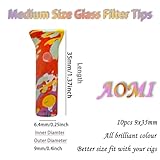 Reusable Glass Tips for Filter Flat Mouthpiece, Gorgeous Bright and Colorful Ø9mm Diameter 35mm Length for DIY Easy Clean Color 10 Pack