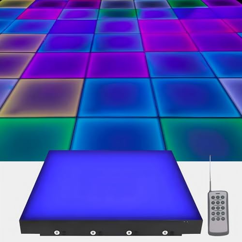 MKORMK Dance Floor Stage Lights Tempered Glass Infinity Mirror Panel 3D Effect Led Dance Floor for Wedding Party Customizable (RGB-Magnetic, 49PCS(11.5FTX11.5FT))