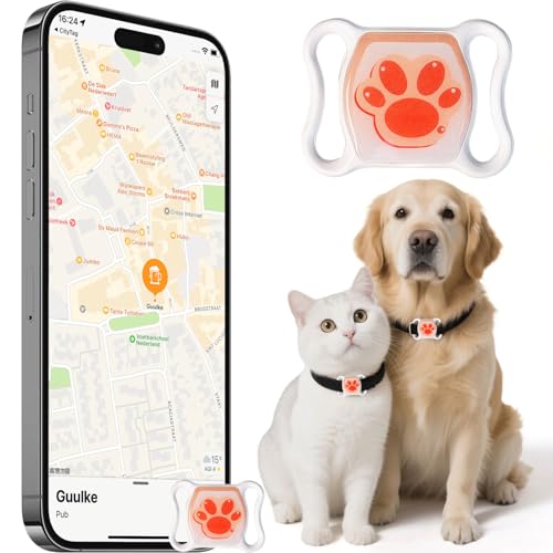 Cat Tracker for Indoor & Outdoor Cats – Lightweight Pet Locator Tag with Unlimited Range – No Subscription or Monthly Fee – Kitten Finder with Real-Time Alerts, Easy to Use
