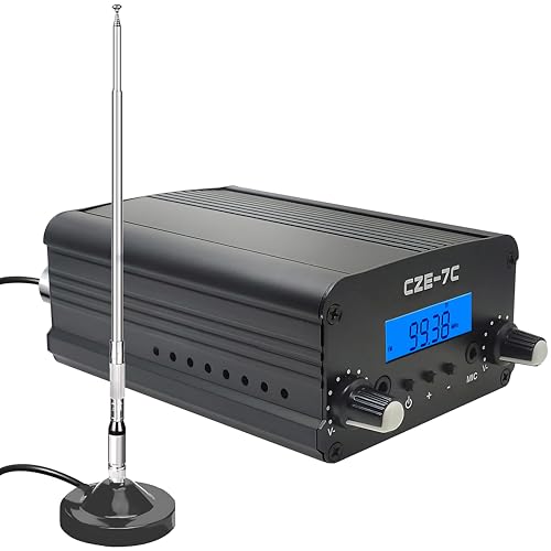 AZWang 1000 Meters FM Transmitter,1/7W Long Range FM Broadcast Transmitter for Drive-in Movie, Church Parking Lot, Lights Fireworks Show,Fireworks Display,School, Supermarket Events