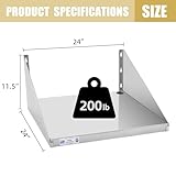 HALLY Stainless Steel Microwave Shelf 24"x24" 200 lb, NSF Commercial Heavy Duty Metal Appliance Wall Mount Floating Shelving for Restaurant, Kitchen, Bar, Home and Hotel