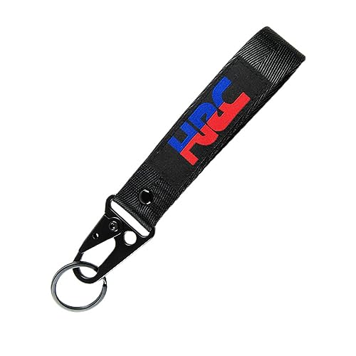W-POWER Keychain 2PCS Car Motorcycle Bike key chain nylon embroidery racing JDM style tags Lanyard decoration (Hrc-Black X2)