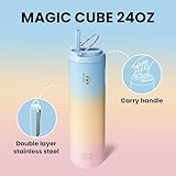 BOTTLE BOTTLE Insulated Water Bottle 24oz with Straw Lid and Handle for Sports Travel Gym Stainless Steel Water Bottles Double-Wall Vacuum Metal Thermos Leak Proof BPA-Free (blueyellowpink)