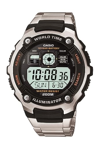 Casio Men's AE2000WD-1AV Silver-Tone Multi-Functional Digital Sport Watch