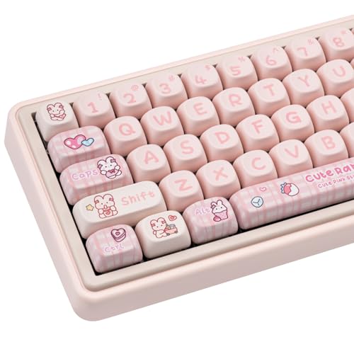 JOLINTAL Cute PBT 144-Key Pink Gaming Keycaps Set MOA Profile Anime Cartoon Dye-Sub ANSI Layout Custom for Cherry MX Keyboard
