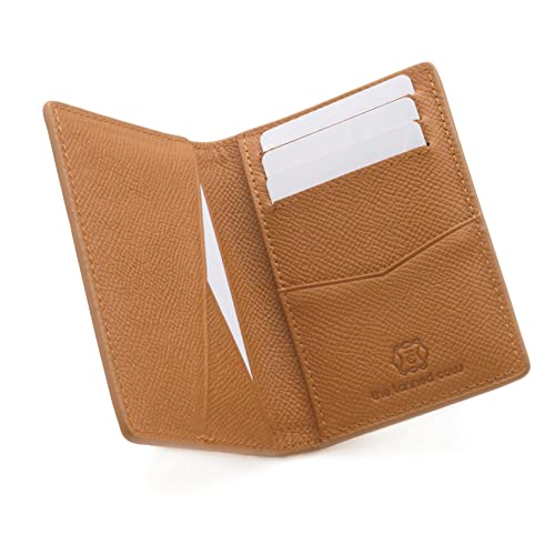 The Tanned Cow Slim Minimalist Wallet for Men Women, Mini Thin Leather Bifold, Front Pocket Credit Card Holder with RFID Blocking, including Gift Box (Brown)