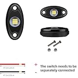 24 Pods White Led Rock Lights，Automotive General Under Body Neon Glow Led Pure Light Kit Ip68 Waterproof 3.8ft Extension Wires for Car Truck Boat Rv ATV Utv SUV RZR Motorcycle Trail Rig Lamp（White）