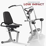 Sunny Health & Fitness Elliptical Recumbent Cardio Bike, Cross Trainer Cycle for Indoor Arm/Leg Home Exercise, Dual Stationary Handlebars Plus Easy Access Seat for Adults & Seniors w/App Connection