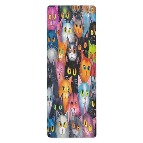 FLildon Cute Cats Yoga Mat Thick Non Slip Yoga Mat Workout Mat for Men Women, Exercise & Exercise Mat for Home Gym, Yoga, Pilates, Stretching, and Floor