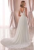 SEIM Vintage Lace Plus Size Chiffon Wedding Gowns with Slit Simple Boho Beach Wedding Dresses for Bride 2024 Ivory Plus Size 16W