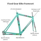 FXTYRXJ Fixed Gear Bike Frameset 700C Track Bike Frame Aluminum Alloy Bike Frame 50CM 52CM 54CM C Brake Bike Frame Quick Release Frame 100/120MM QR BSA BB68mm(Gloss Black,52cm)