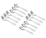 ANNOVA Children's Flatware Set - Stainless Steel Cutlery/Silverware - Safe Kids Toddler Utensils Lunch Box (Engraved Dog Cat Bunny) (Stainless Steel, 12 Forks & Spoon)