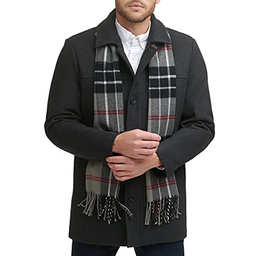 Dockers Men's Weston Wool Blend Coat with Scarf (Regular and Big & Tall), Charcoal, Small