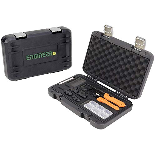 ENGINEER PAD-02 Handy Crimp Tool Kit Complete Set. Made in Japan: Versatile Precision Universal Crimping Set with 3 Inter-Changeable Dies. Orange