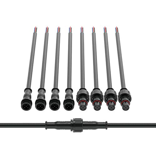 BTF-LIGHTING 5 Pin Electrical Connector 24AWG IP65 Male Female Connector 7.87in/20cm Extension Cable for Car,Truck,Boat,Indoor/Outdoor LED Strip Lights/String 15mm Nut Small Size 5 Pairs