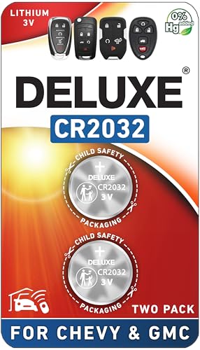 Key Fob Replacement Batteries for Chevy & GMC (Silverado Equinox Malibu Traverse Cruze Sierra Acadia Terrain Colorado Impala Trax Camaro Tahoe Yukon Trailblazer) Remote Key (2-Pack) (Check Fit Guide)
