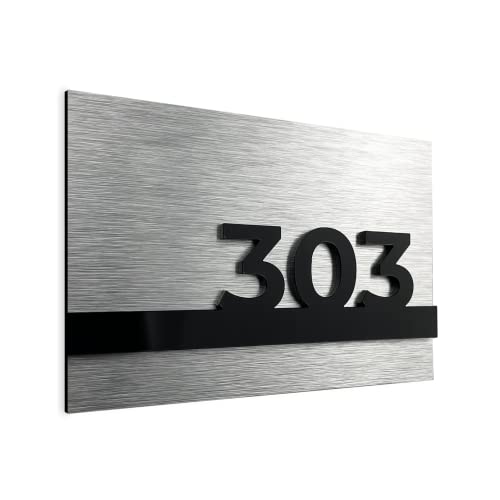 ALÚMADESIGNCO Modern Number Placards - Apartment Door Numbers - Hotel Suite Sign - Room Number Signs - Hotels Plaques - Classroom Indoor Plate - Office Unit Identification signage - 5 x 3.5 Inches