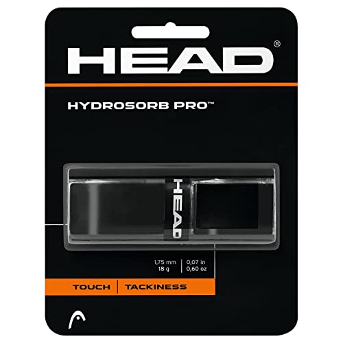 HEAD Hydrosorb Pro Tennis Racket Replacement Grip - Tacky Racquet Handle Grip Tape - Black