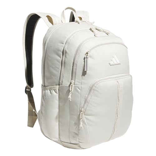 adidas Prime Backpack for Work, Travel Bag for Women and Men with Padded Compartment for Laptop, Alumina Beige/White, One Size