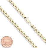 Miabella Solid 18K Gold Over 925 Sterling Silver Italian 5mm Diamond-Cut Cuban Link Curb Chain Necklace for Women Men, Made in Italy (24 Inches)