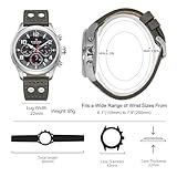 NAVIFORCE Mens Solar Powered Sports Chronograph Watch Military Tactical 12/24 Hour Time Luminous Hands Leather Strap Wristwatch 5ATM Waterproof