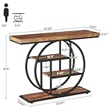 Tribesigns 41.3" Console Table, Industrial 4-Tier Sofa Table Entryway Table with Circle Base, Narrow Wood Accent Tables with Storage Shelves for Living Room, Hallway, Foyer, Rustic Brown