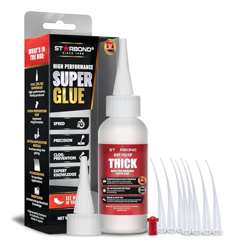 Starbond Premium Grade Cyanoacrylate (CA) Super Glue, Gap Filler Thick 2000 CPS Viscosity Adhesive for Carpentry, Woodworking, Hobby Models, Archery Fletching 2 oz