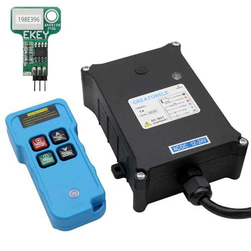 MAKERELE Wireless Crane Remote Control 4 Button Crane Remote for AC/DC12-24V (1Transmitter + 1 Receiver) Wireless Transmitter Push Button Switch IP65