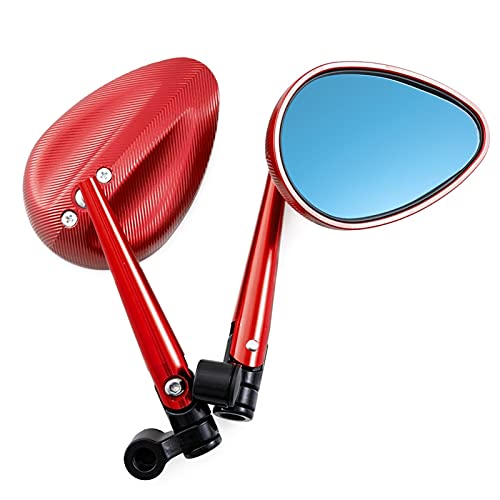 LHSM Motorcycle Mirror Accessories for Yamaha FZ1 FZ6 MT-07 MT-09 MT-10 for Kawasaki ER-6N Z1000 Z750 Motorcycle Rearview Mirror CNC Aluminum Case (Color : Red)