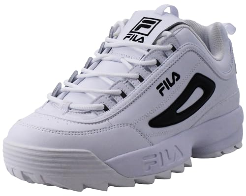 Fila Women's Disruptor II Sneaker, White/White/Black, 8 M