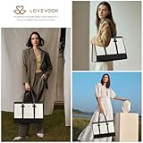 LOVEVOOK Laptop Bag for Women 15.6 inch Canvas Laptop Tote Bag, Large Capacity Work Bag with Clutch Purse, Computer Bag Office Business Briefcase, Casual Handbag for Travel College Teacher School