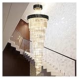 Chandeliers Stair Chandelier Villa Light Luxury Duplex Building Middle Floor Crystal lamp 4 Meters Open Jump Layer Rotating Stair lamp Long Chandelier (Size : Black 800 * 3200mm) (Gold 1000 * 4000,Li