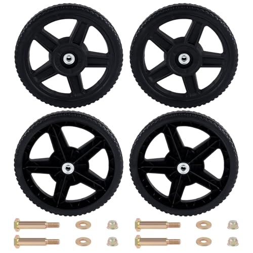 CheeMuii 4 Pack 12 Inch Lawn Mower Wheels Kit 12" Push Lawn Mower Wheels with Bolts and Lock Nuts Kit Fit for Most Standard push Lawn Mowers/Generator/Garden Tiller/Handtruck