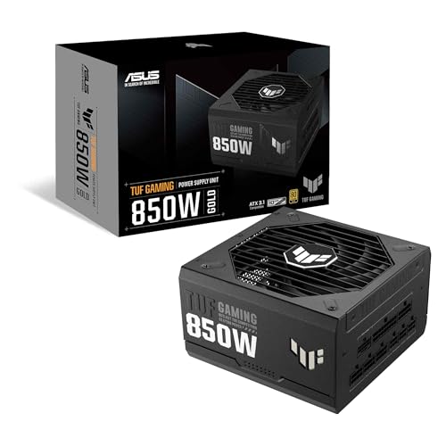 ASUS TUF Gaming 850W Gold (850 Watt, ATX 3.0 Compatible, Fully Modular Power Supply, 80+ Gold, Military-Grade Components, Dual Ball Bearing, Axial-tech Fan, PCB Coating, 10 Year Warranty)