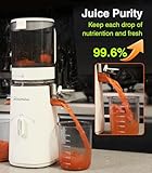 Juicer Machines, Zasmira Cold Press Juicer with 5" Large Feed Chute for Whole Vegetables and Fruits, High Juice Yield Juice Extractor with Powerful Quiet Motor, Easy to Clean, White