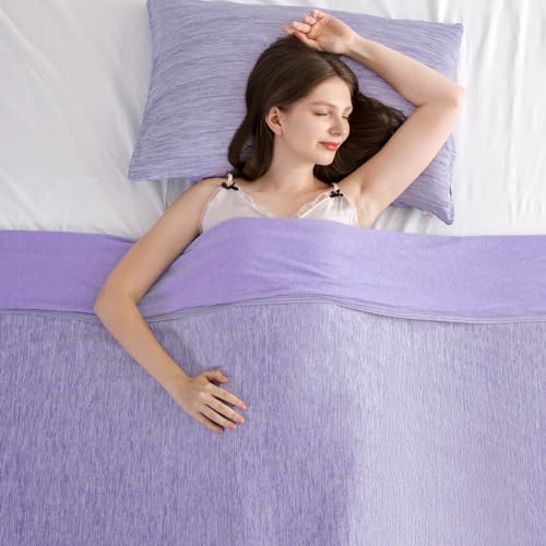 Elegear Revolutionary Cooling Blanket Throw Absorbs Heat to Keep Body Cool for Night Sweats, Arc-Chill 3.0 Cool Fiber Q-Max>0.5 for Hot Sleepers, Lightweight Summer Cold Blankets for Sleeping, Purple