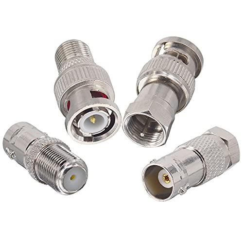 Boobrie 4PCS F Type to BNC Connector Kit F to BNC Male/Female to F Male/Female Converter BNC to F RG6 RF Coax Connector for CCTV Video Application Radio Antenna RG11/ RG6/RG59/RG58/SDI/HD SDI