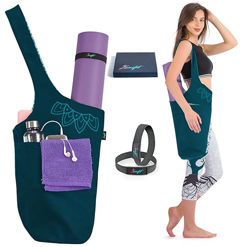 Zenifit Yoga Mat Bag – Versatile Yoga Bag with Mat Straps & Storage Pockets, Holds Yoga & Pilates Mats, Lightweight & Durable, Two-Tone Teal